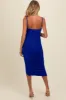 Royal Blue Ruched Mesh Fitted Maternity Tulip Hem Dress sold by Pinkblush