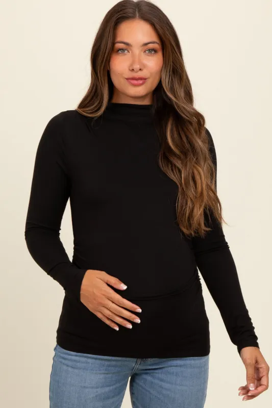 Black Mock Neck Long Sleeve Maternity Top sold by Pinkblush