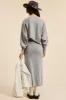 Beige Knit Asymmetrical Top Midi Skirt Set sold by Pinkblush