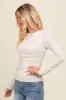 Beige Ruched Long Sleeve Top sold by Pinkblush