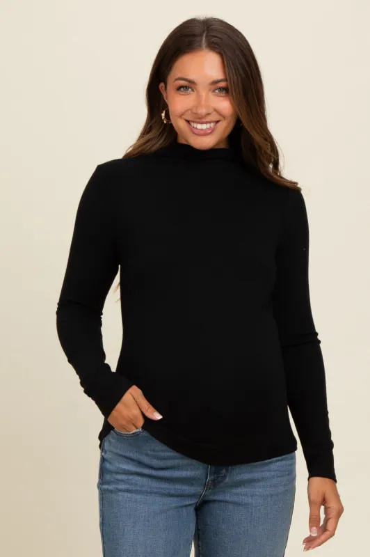Black Mock Neck Maternity Long Sleeve Top sold by Pinkblush