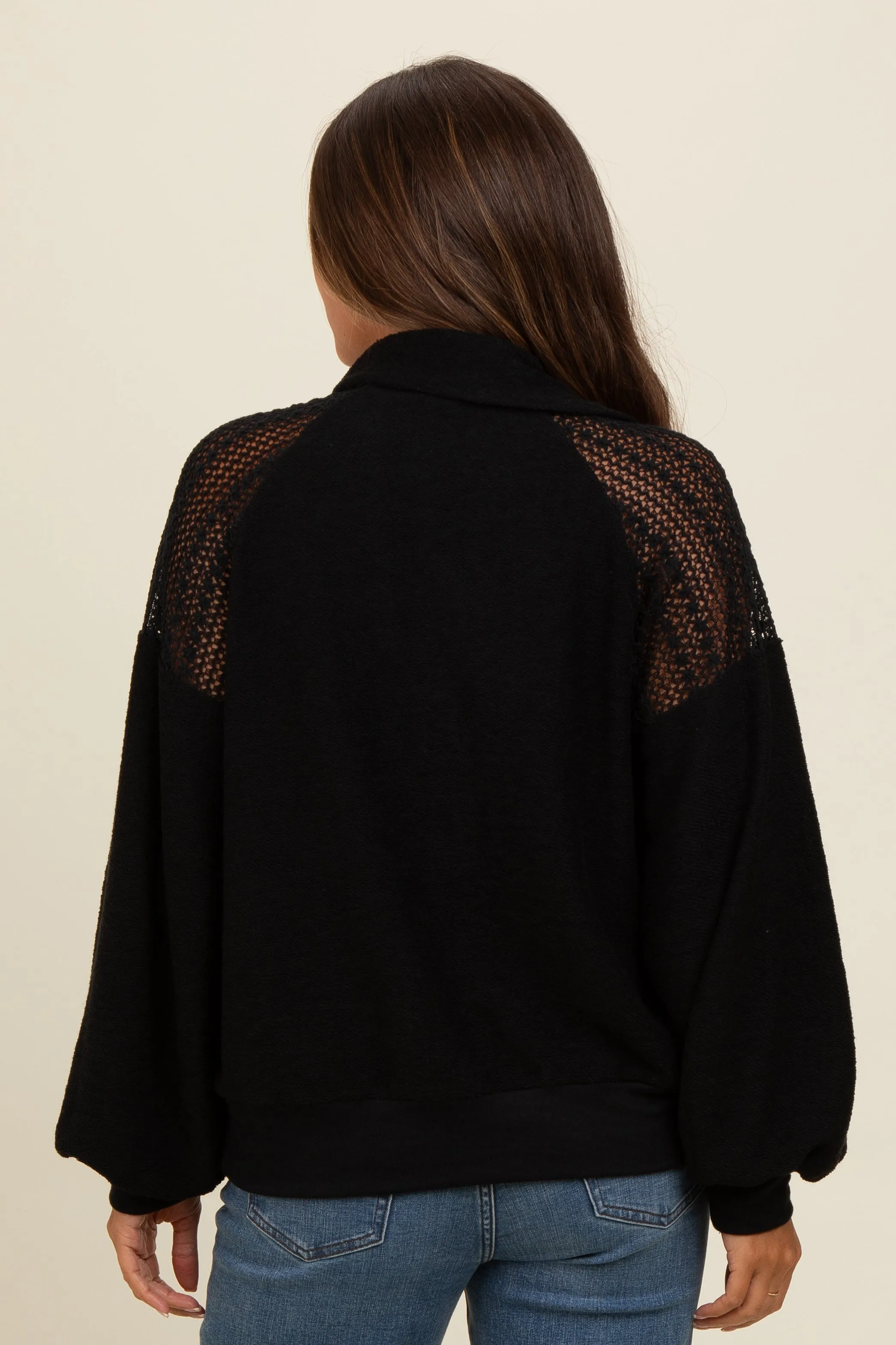 Black Crochet Detail Collared Maternity Pullover sold by Pinkblush product image thumbnail 3