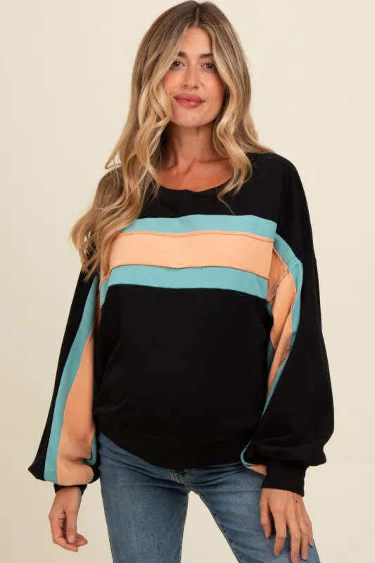 Black Colorblock Maternity Pullover Top sold by Pinkblush