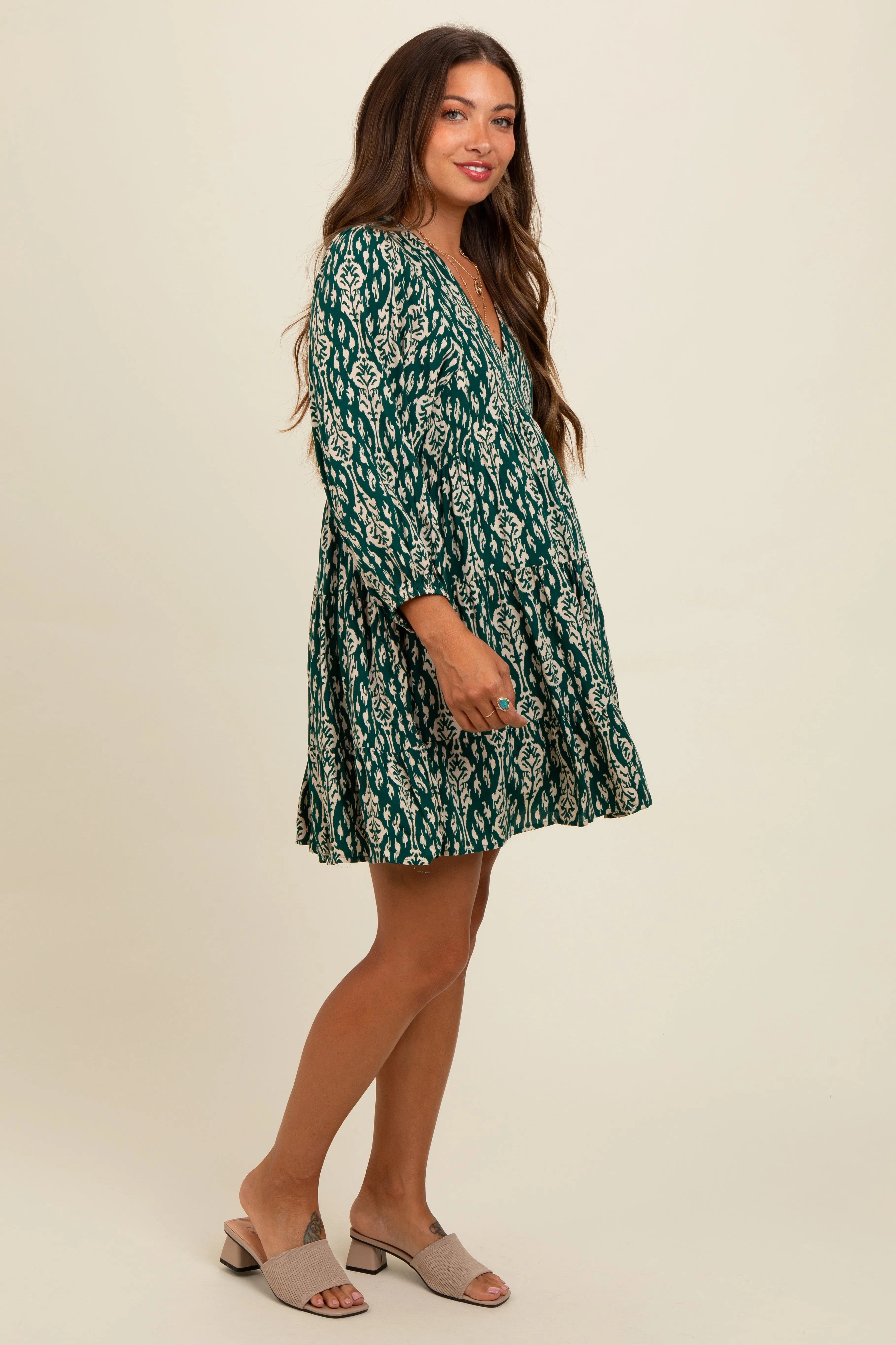 Forest Green Printed Maternity Mini Dress sold by Pinkblush product image thumbnail 2