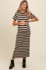 Beige Striped Knit Maternity Midi Dress sold by Pinkblush