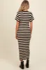 Beige Striped Knit Maternity Midi Dress sold by Pinkblush
