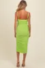 Lime Ruched Mesh Fitted Maternity Tulip Hem Dress sold by Pinkblush