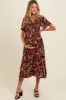 Black Floral Smocked Button Up Maternity Midi Dress sold by Pinkblush