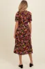 Black Floral Smocked Button Up Maternity Midi Dress sold by Pinkblush