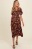 Black Floral Smocked Button Up Maternity Midi Dress sold by Pinkblush