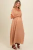 Peach Floral Smocked Button Accent Maternity Maxi Dress sold by Pinkblush