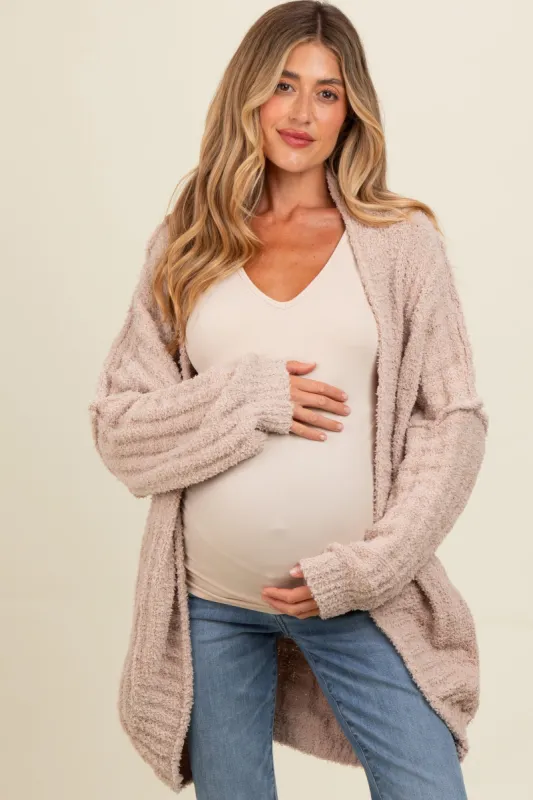 Mocha Chunky Knit Dolman Maternity Cardigan sold by Pinkblush