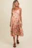 Cream Floral Sweetheart Neck Button Down Maternity Midi Dress sold by Pinkblush