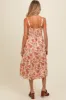 Cream Floral Sweetheart Neck Button Down Maternity Midi Dress sold by Pinkblush