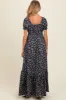 Navy Blue Floral Button Accent Maternity Maxi Dress sold by Pinkblush