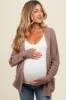 Mocha Pocketed Open Maternity Cardigan sold by Pinkblush