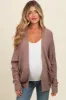 Mocha Pocketed Open Maternity Cardigan sold by Pinkblush