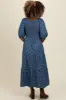 Blue Chambray Printed Smocked Midi Dress sold by Pinkblush