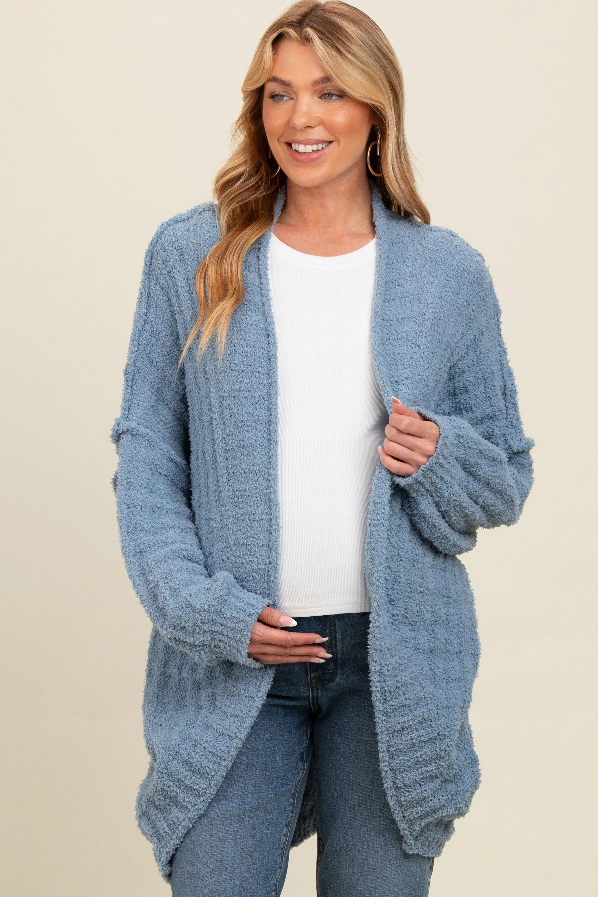Blue Chunky Knit Dolman Maternity Cardigan sold by Pinkblush product image thumbnail 4