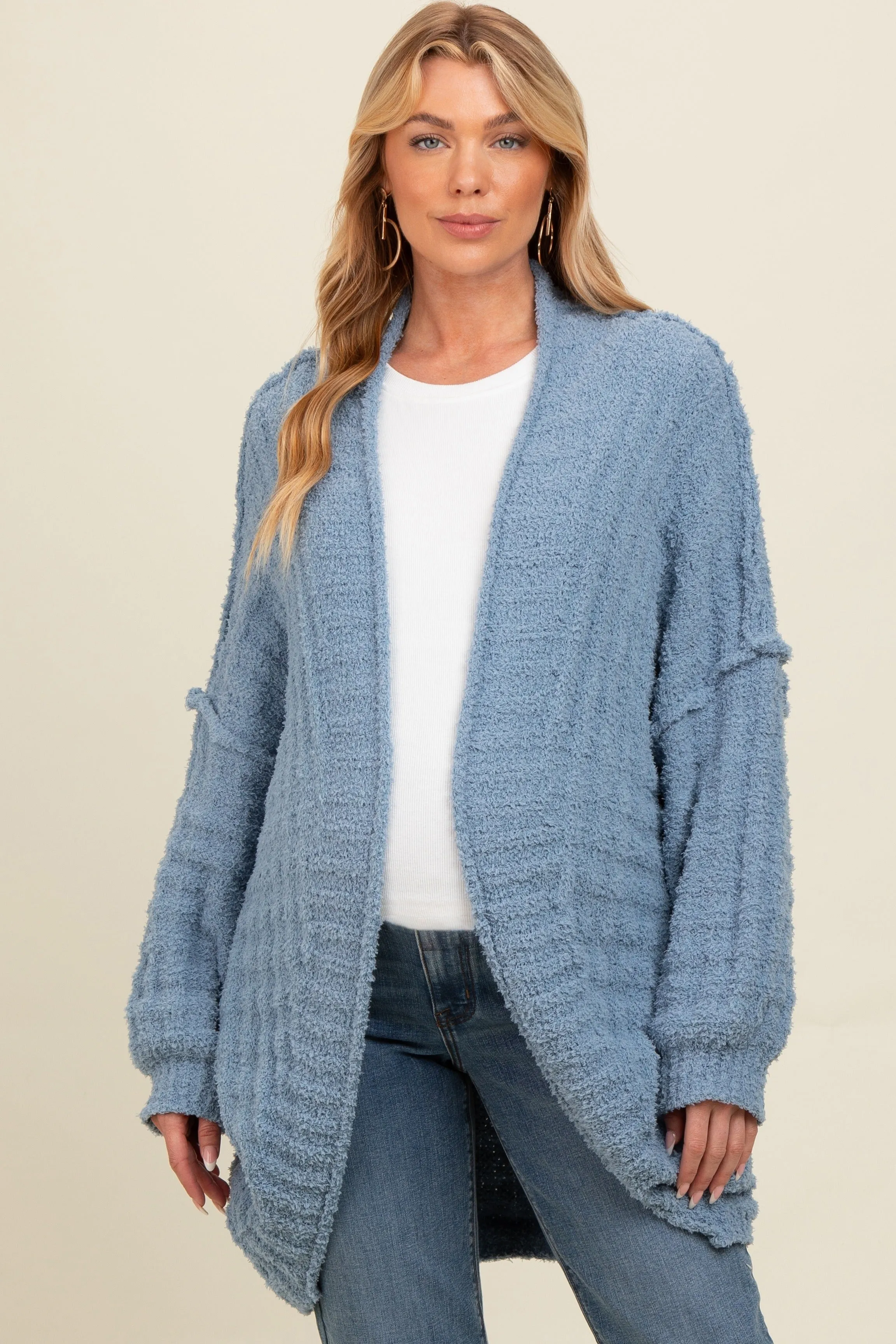 Blue Chunky Knit Dolman Maternity Cardigan sold by Pinkblush