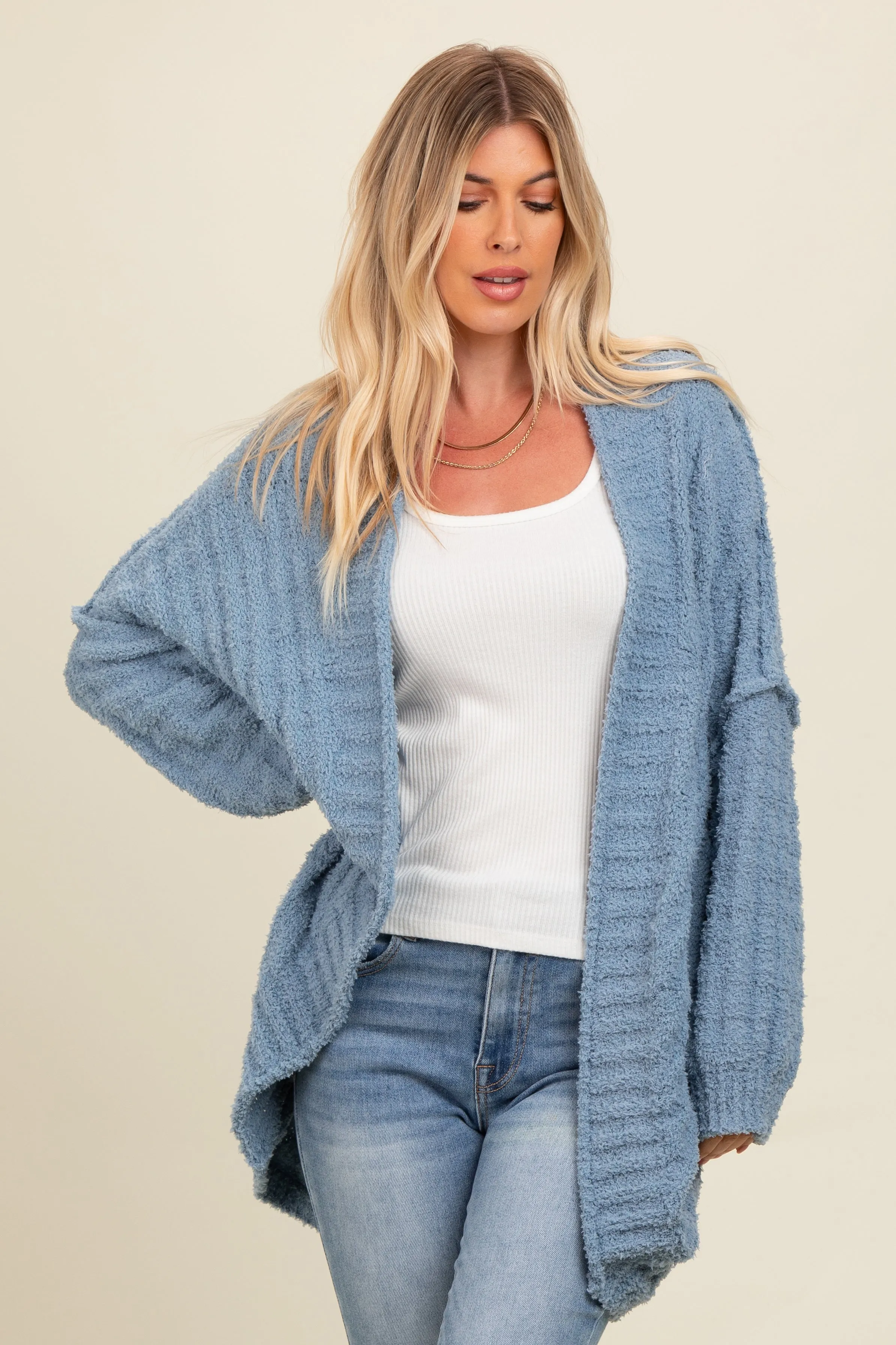 Blue Chunky Knit Dolman Maternity Cardigan sold by Pinkblush product image thumbnail 5