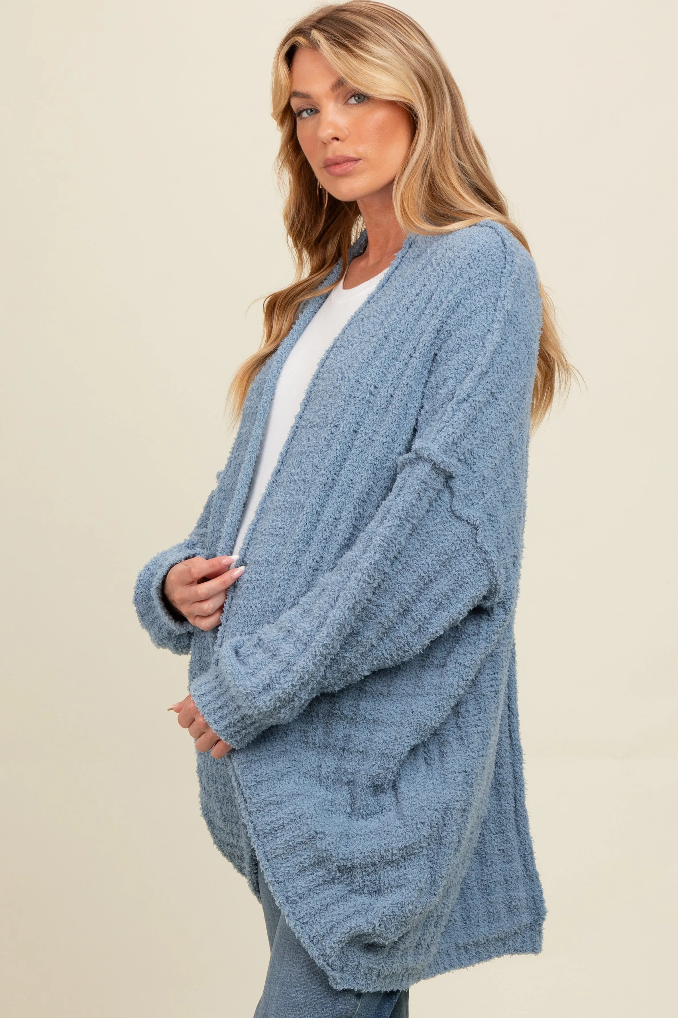 Blue Chunky Knit Dolman Maternity Cardigan sold by Pinkblush product image thumbnail 2