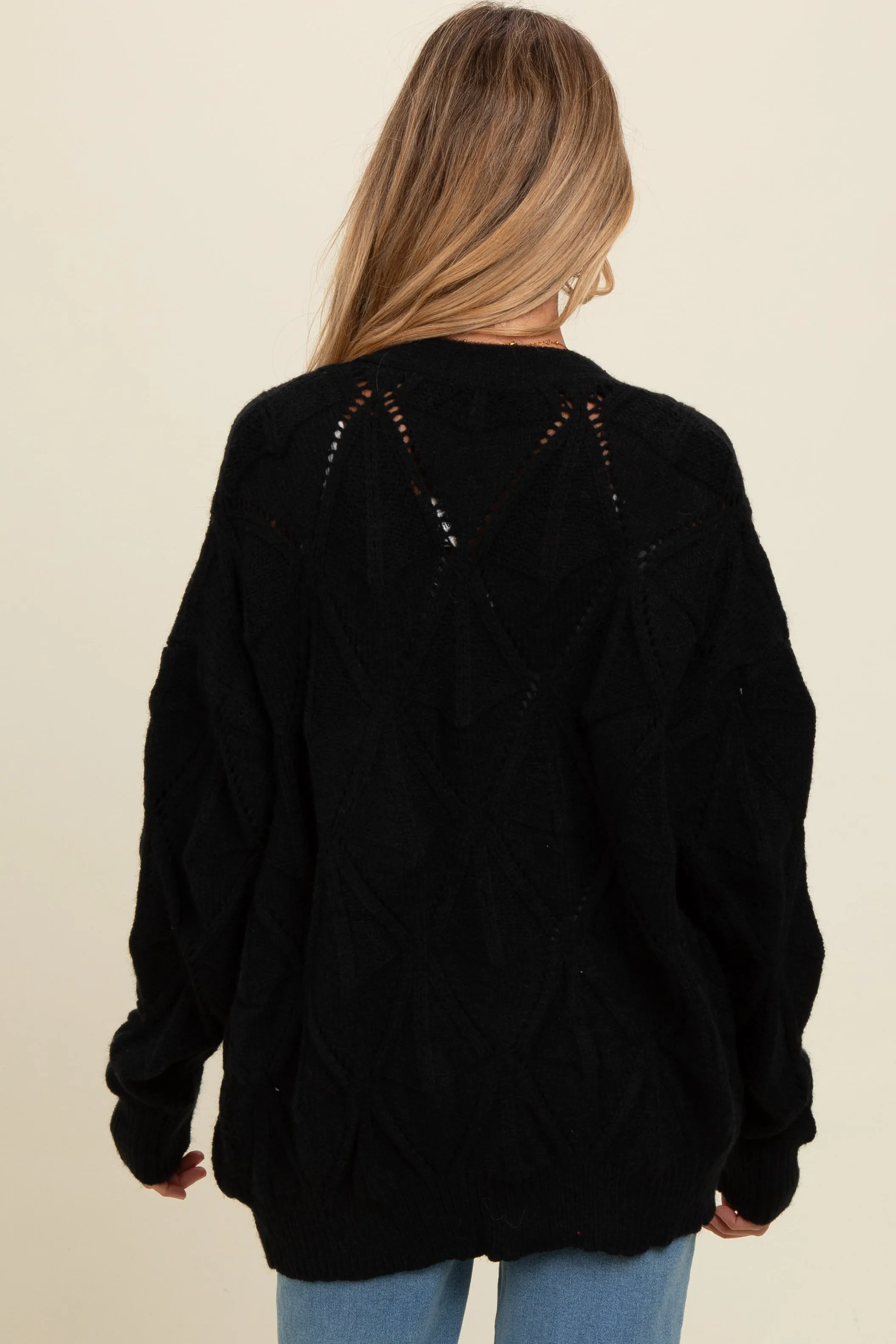 Black Textured Button Up Sweater Maternity Cardigan sold by Pinkblush product image thumbnail 4
