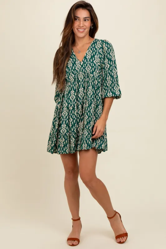 Forest Green Printed Mini Dress sold by Pinkblush