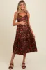 Brown Floral Sweetheart Neck Button Down Maternity Midi Dress sold by Pinkblush