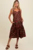 Brown Floral Sweetheart Neck Button Down Maternity Midi Dress sold by Pinkblush