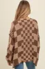 Brown Mixed Check Pattern Chunky Maternity Cardigan sold by Pinkblush