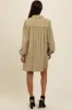 Light Olive Frayed Button Down Mini Dress sold by Pinkblush