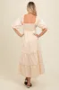 Cream Deep V-Neck Tiered Maxi Dress sold by Pinkblush