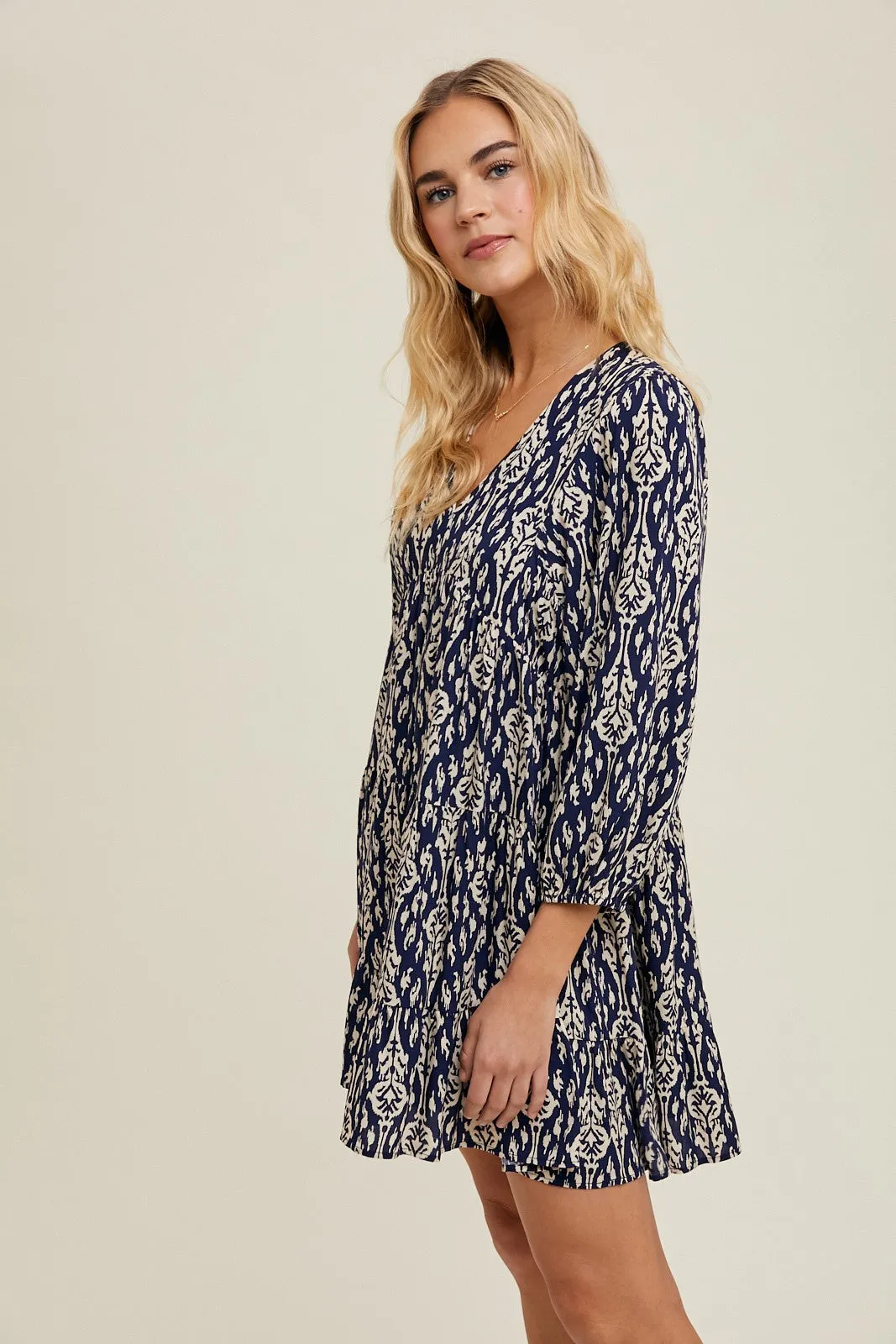 Navy Printed Mini Dress sold by Pinkblush product image thumbnail 2