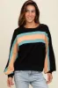 Black Colorblock Pullover Top sold by Pinkblush