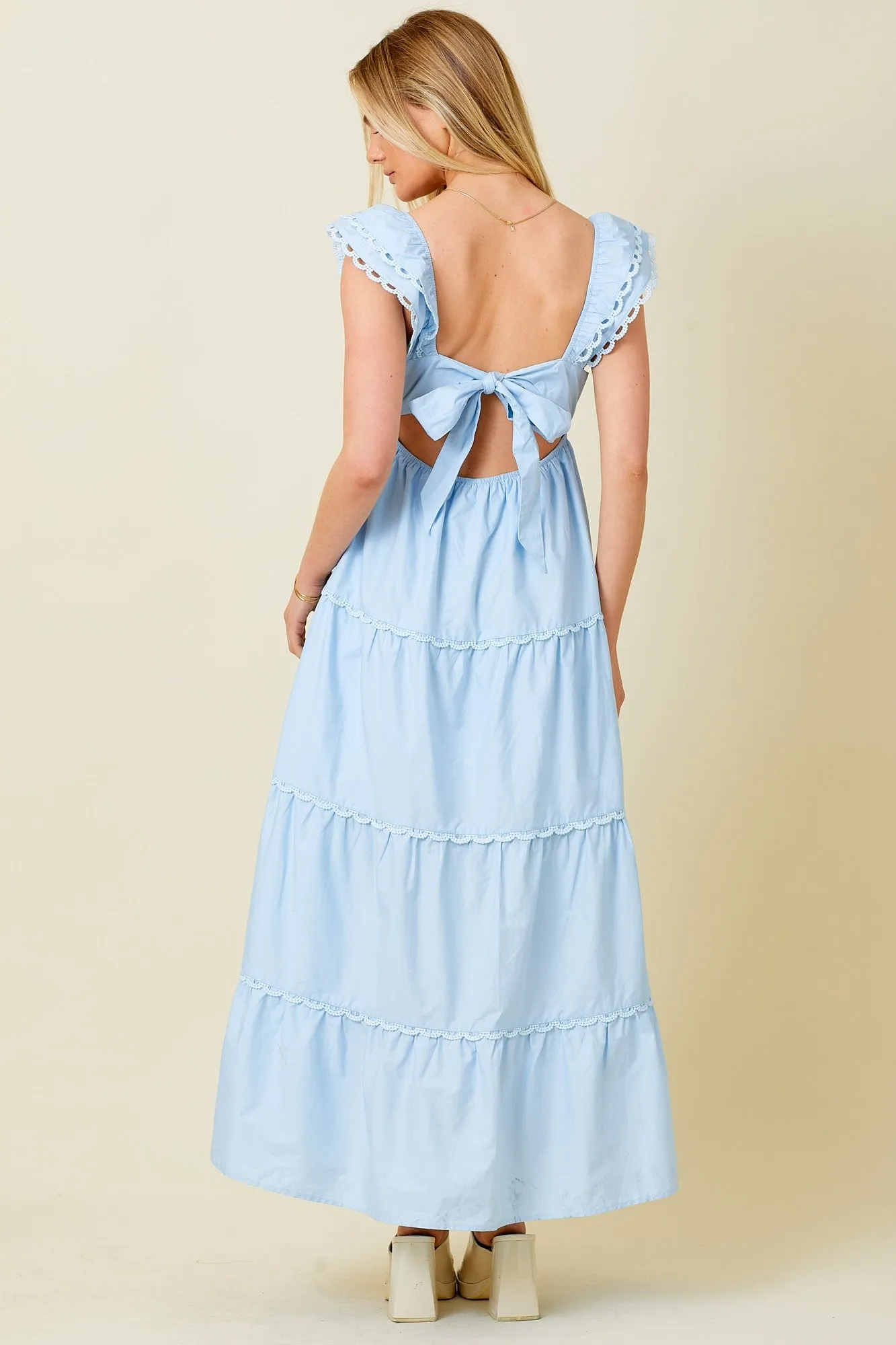 Light Blue Ruffle Trim Maxi Dress sold by Pinkblush product image thumbnail 3
