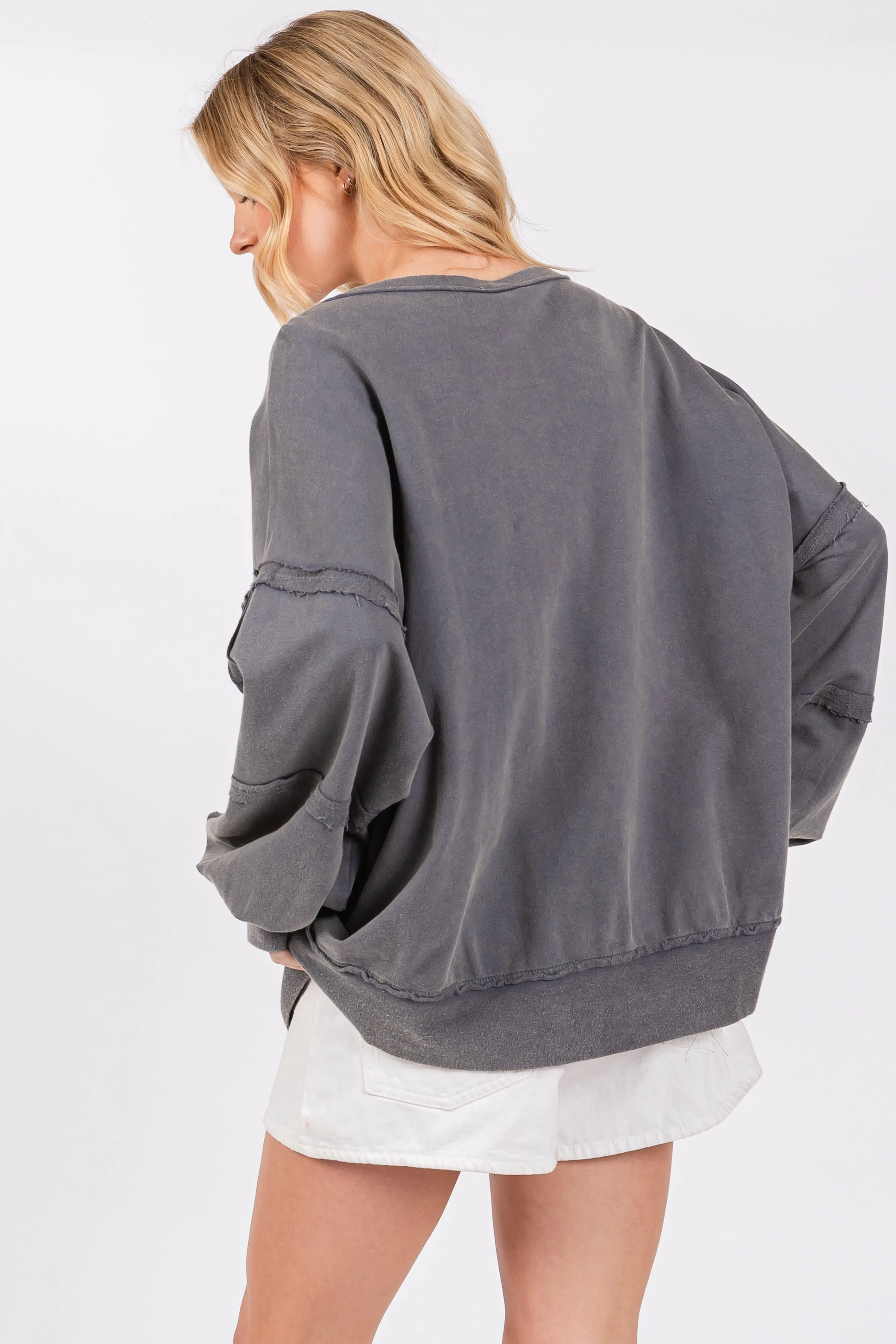 Charcoal Raw Hem Detail Pullover Top sold by Pinkblush product image thumbnail 3