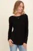 Black Ribbed Scoop Neck Long Sleeve Top sold by Pinkblush