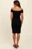 Black Off Shoulder Fitted Maternity Midi Dress sold by Pinkblush