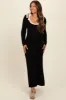 Black Shoulder Bow Detail Maternity Maxi Sweater Dress sold by Pinkblush