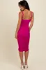 Fuchsia Ruched Mesh Fitted Tulip Hem Dress sold by Pinkblush