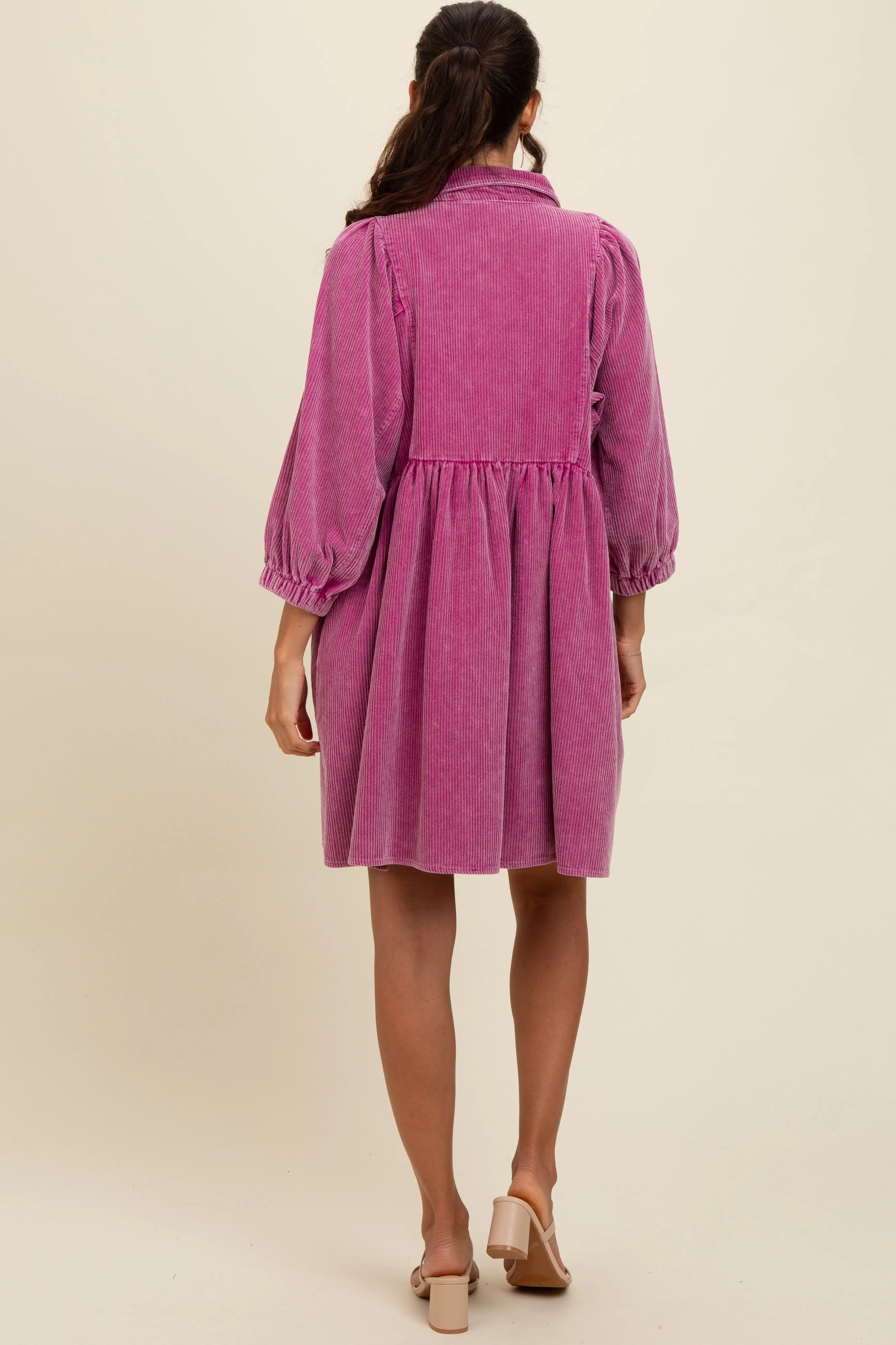 Magenta Corduroy Button Down Dress sold by Pinkblush product image thumbnail 2