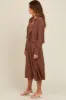 Mocha Linen Cropped Shirt Midi Dress Set sold by Pinkblush