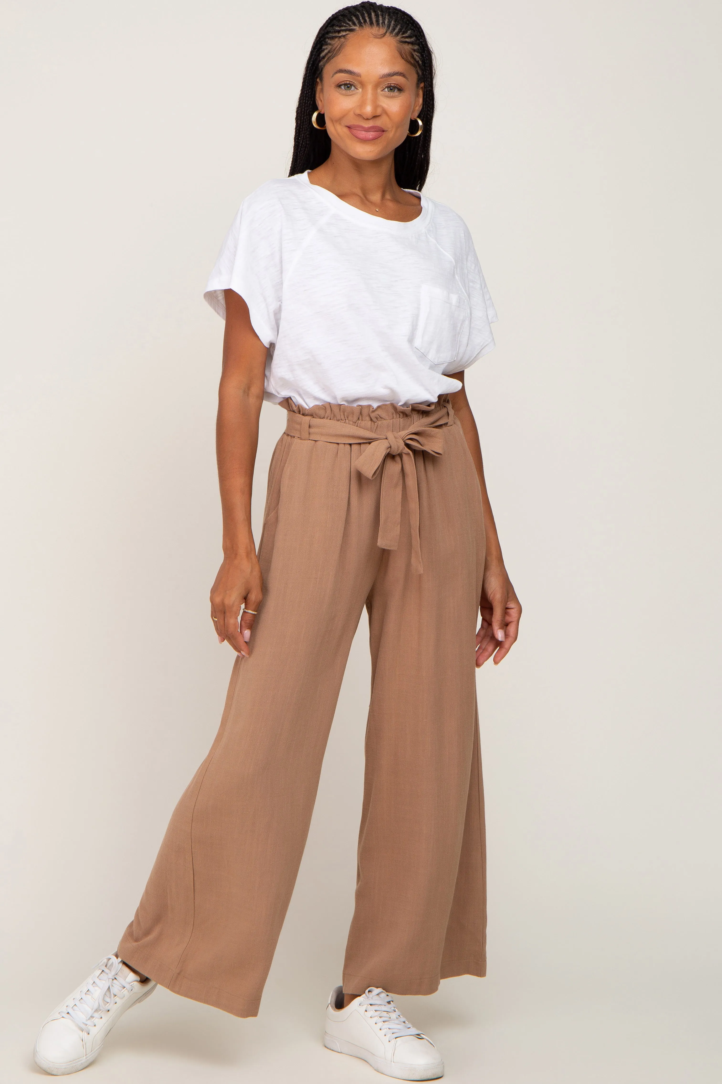 Mocha Paper Bag Wide Leg Pants sold by Pinkblush product image thumbnail 5