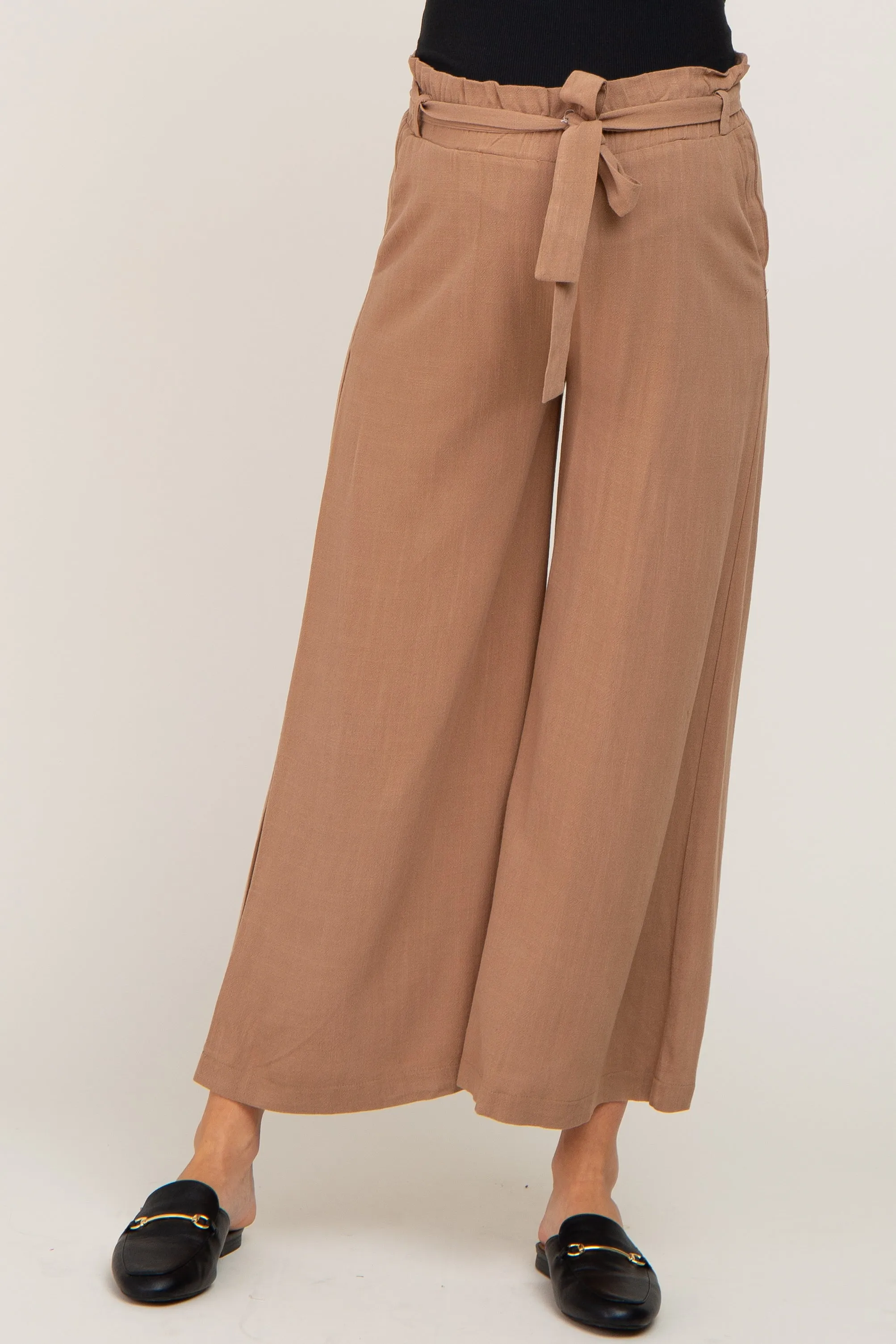 Mocha Paper Bag Wide Leg Maternity Pants sold by Pinkblush product image thumbnail 2
