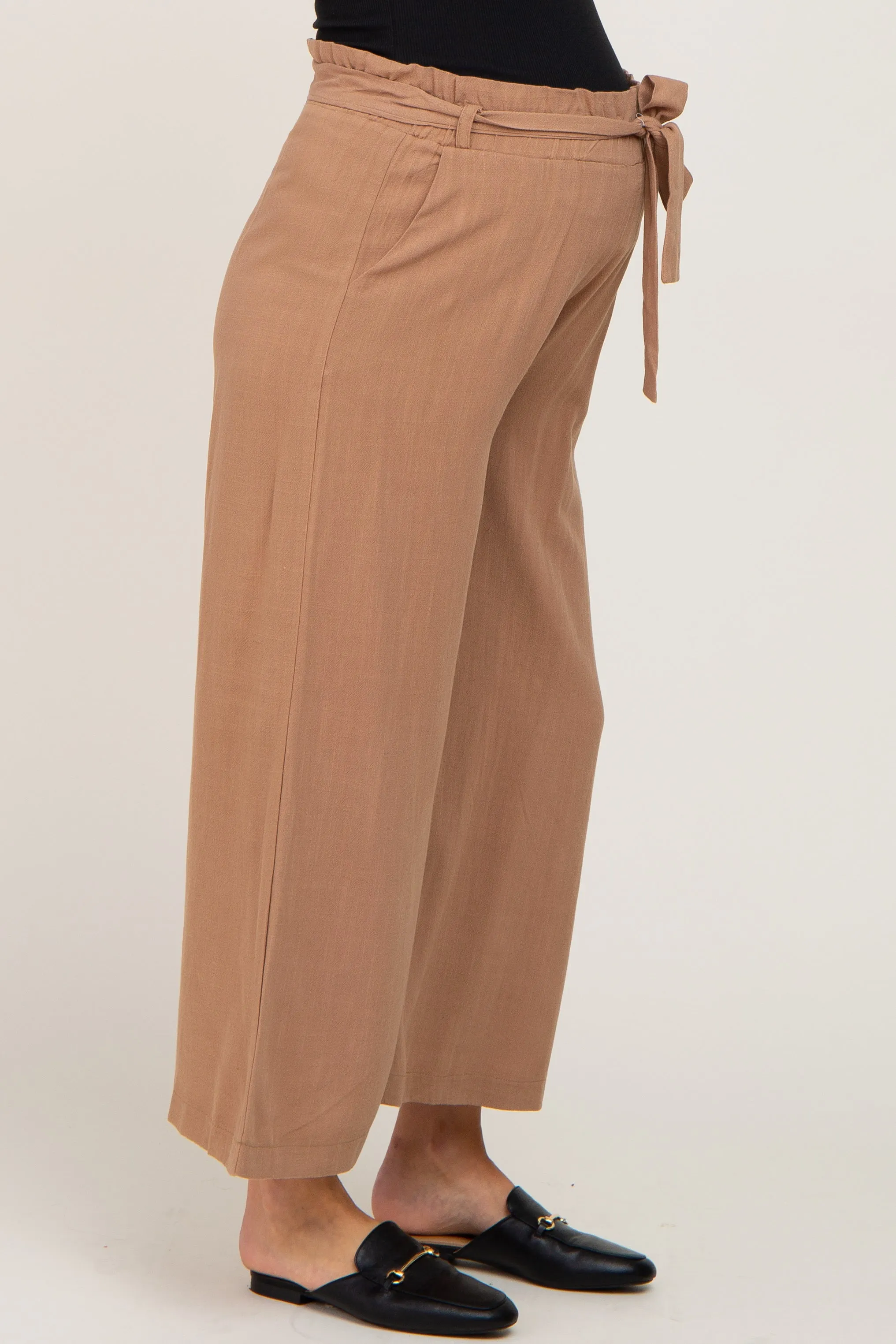 Mocha Paper Bag Wide Leg Maternity Pants sold by Pinkblush product image thumbnail 3