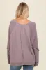 Taupe Mixed Knit Raw Hem Pullover Top sold by Pinkblush