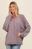 Taupe Mixed Knit Raw Hem Pullover Top sold by Pinkblush