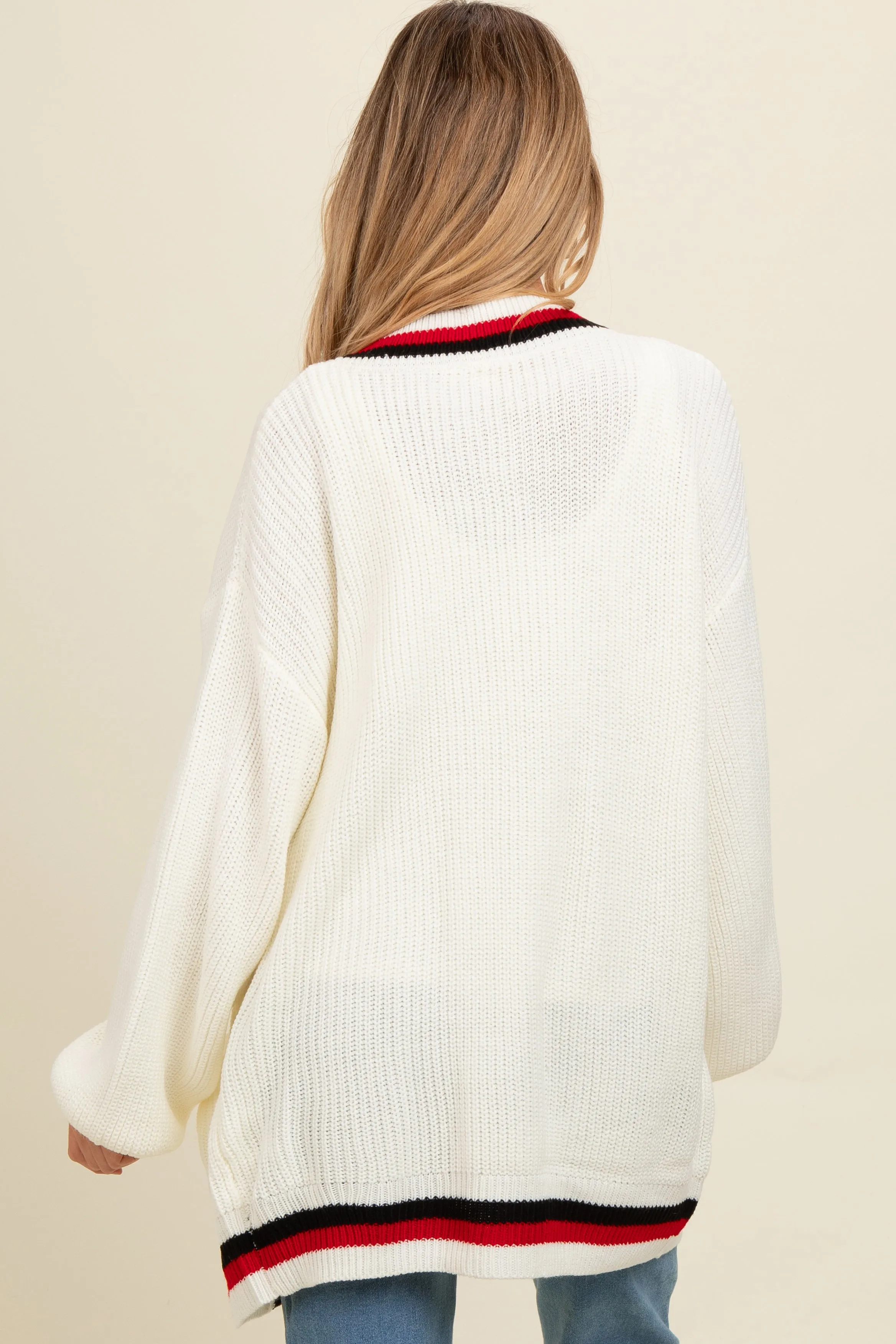 Ivory Contrast Border Open Maternity Cardigan sold by Pinkblush product image thumbnail 4