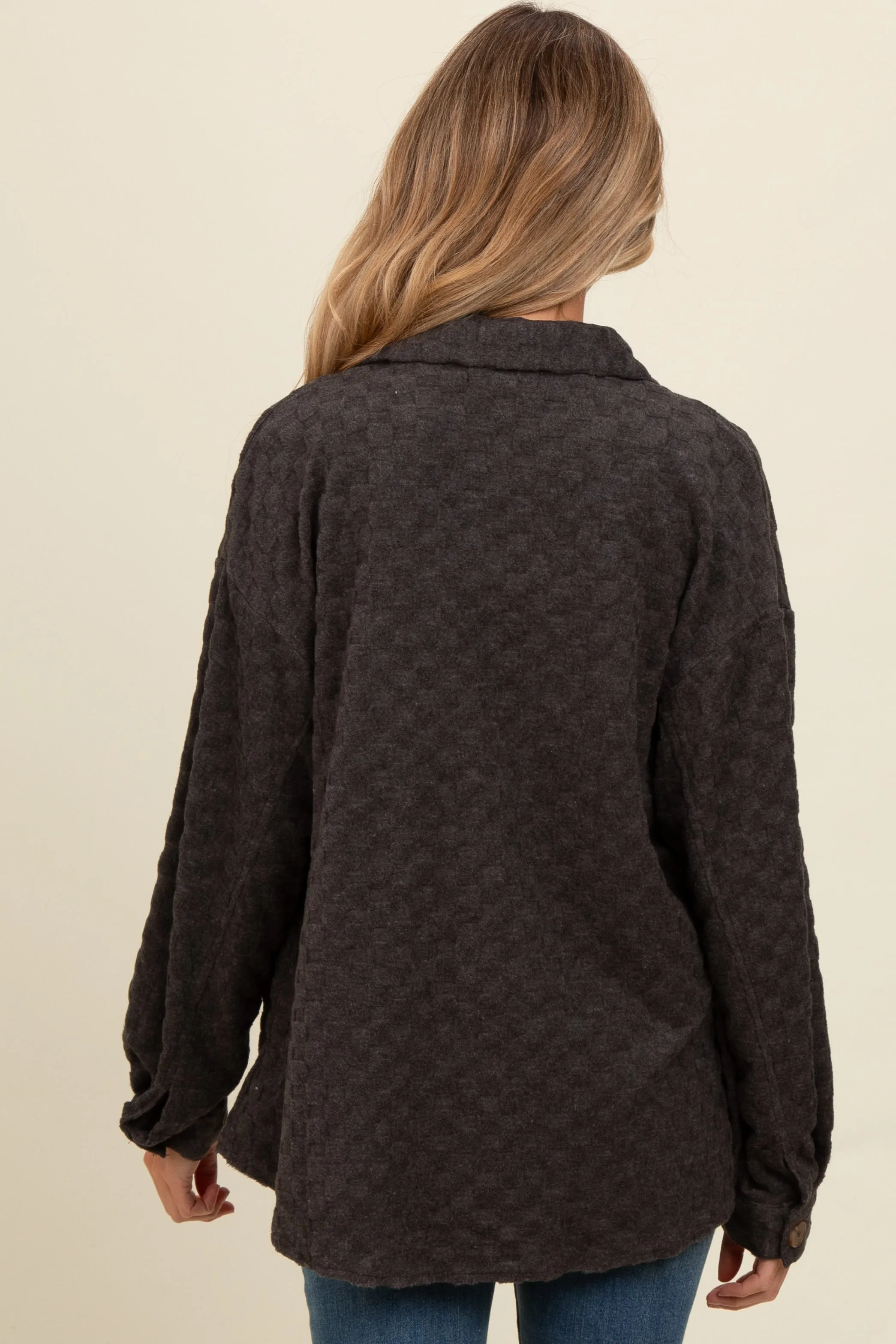 Black Checker Plaid Button Down Maternity Shirt sold by Pinkblush product image thumbnail 4